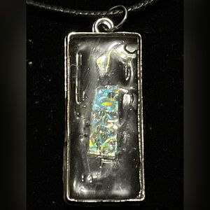 Black Cord Necklace with Silver Pendant